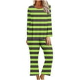 thumbnail image 1 of Kaemgyyd 2 Piece Pajama Set for Women Stripe Crew Neck Sleepshirt Wide Leg Pants Soft Lounge Pjs Set Sleepwear for Women, 1 of 5