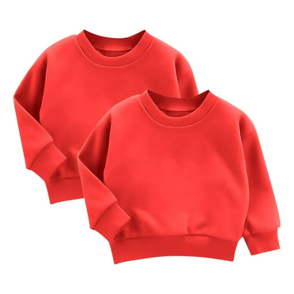 Kaemgyyd 2PC Toddler Baby Boy Girl Sweatshirt Casual Long Sleeve Crewneck Pullover Unisex Solid Color Loose Sport Tops