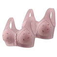 thumbnail image 1 of Kaemgyyd 2PCS Bras for Women Soft Lift up Front Closure Bras Print Push up No Underwire Bra Plus Size T Shirt Bras, 1 of 2