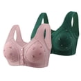 thumbnail image 1 of Kaemgyyd 2PCS Bras for Women Soft Lift up Front Closure Bras Print Push up No Underwire Bra Plus Size T Shirt Bras, 1 of 2
