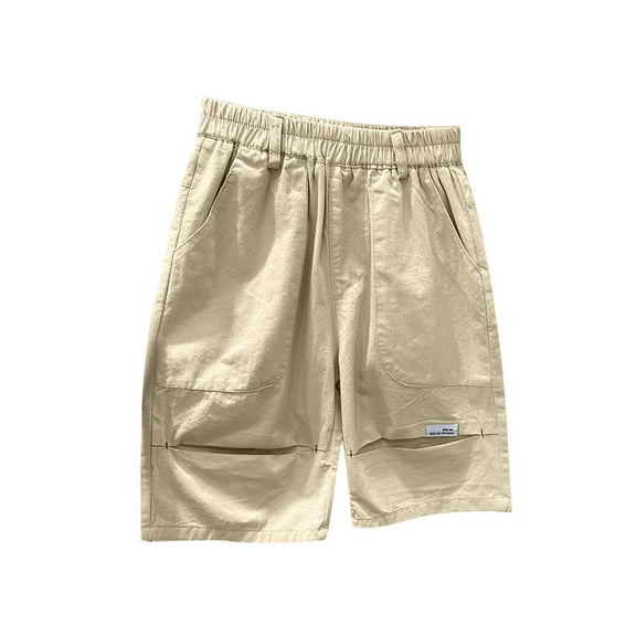 Kaemgyyd 3-12 Years Toddler Boys Cargo Pants Casual Elastic Waist Wide Leg Capri Pants Summer Lightweight Outdoor Hiking Workout Cropped Trousers