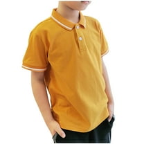 Kaemgyyd 3-14 Years Boys Button Shirt Casual Short Sleeve Active Golf Tops Lightweight Color Block Collared Summer Tee