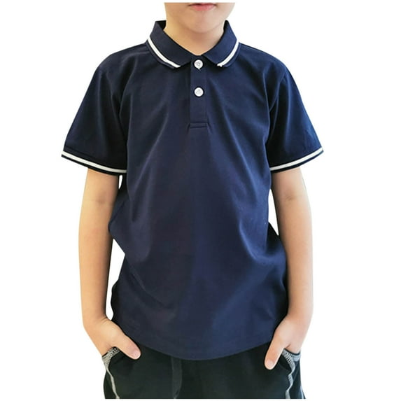Kaemgyyd 3-14 Years Boys Button Shirt Casual Short Sleeve Active Golf Tops Lightweight Color Block Collared Summer Tee