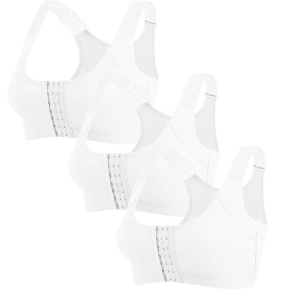 Kaemgyyd 3 PC Women's Sports Bra Plus Size Wireless Front Closure Bra Seamless Padded Supportive Yoga Bra for Workout