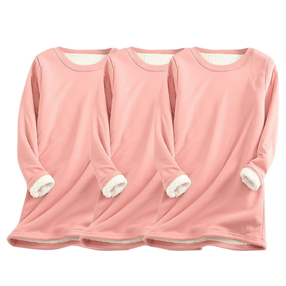 Kaemgyyd 3 Pack Base Layer Sleepwear for Women Lightweight Long Sleeve Thermal Shirt Fleece Lined Underwear Tops for Cold Weather