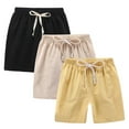 thumbnail image 1 of Kaemgyyd 3 Pack Cotton Linen Toddler Girls Shorts Summer Solid Drawstring Short Pants Unisex Kids Boys Casual Straight Leg Workout Clothes 2-10 T, 1 of 7