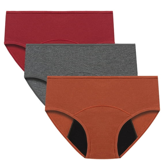 Kaemgyyd 3 Pack Womens Period Underwear Menstrual Period Panties Soft Leakproof Protective Briefs for Ladies
