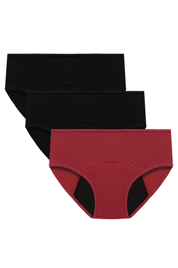 3 Pack Womens Period Underwear Menstrual Period Panties Soft Leakproof Protective Briefs for Ladies