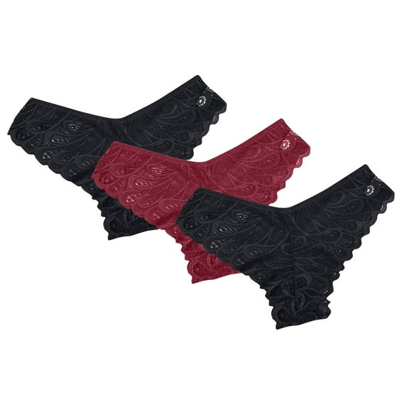Kaemgyyd 3 Pack Womens Underwear Lace Panties Bikini Panty for Women Seamless Hipster V-Waist Briefs