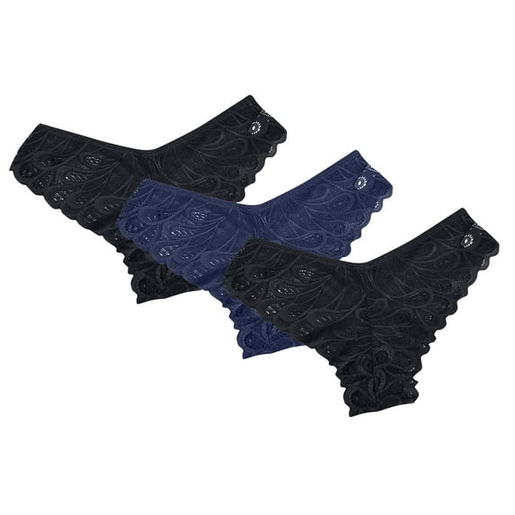 Kaemgyyd 3 Pack Womens Underwear Lace Panties Bikini Panty for Women Seamless Hipster V-Waist Briefs
