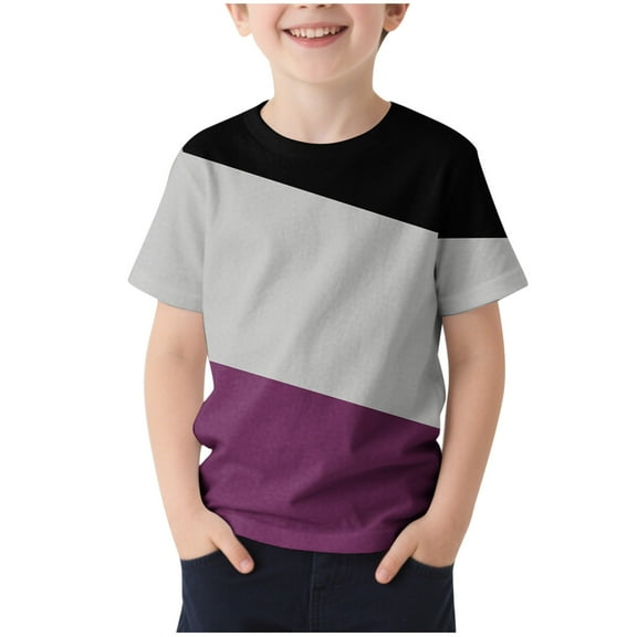 Kaemgyyd 4-13 Years Toddler Baby T Shirt Stylish Color Block Loose Fit Tees Kids Boys Girls Summer Casual Tops Clothes