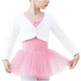 thumbnail image 1 of Kaemgyyd 4-14 T Ballet Top for Girls Solid Color Long Sleeve Dance Cardigan Kids Toddlers Twist Front Crop Pullover Spring Clothes, 1 of 7