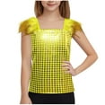 thumbnail image 1 of Kaemgyyd 4-14 Years Girls Sequin Dance Outfit Sparkle Glitter Sleeveless Square Collar Tunic Tops Toddler Kid Party Clubwear, 1 of 5