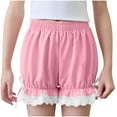 thumbnail image 1 of Kaemgyyd 4-17 Years Toddler Girl Chiffon Shorts Cute Lace Bow Ruffled Hem Shorts Fashion Elastic Waist Cinch Bottoms Shorts for Teens Kids, 1 of 5