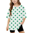 thumbnail image 1 of Kaemgyyd 5-15 Years Toddler Girls Summer Tops Fashion Polka Dot Half Sleeve T-Shirts Cute Round Neck Loose Tee for Children Kids, 1 of 6