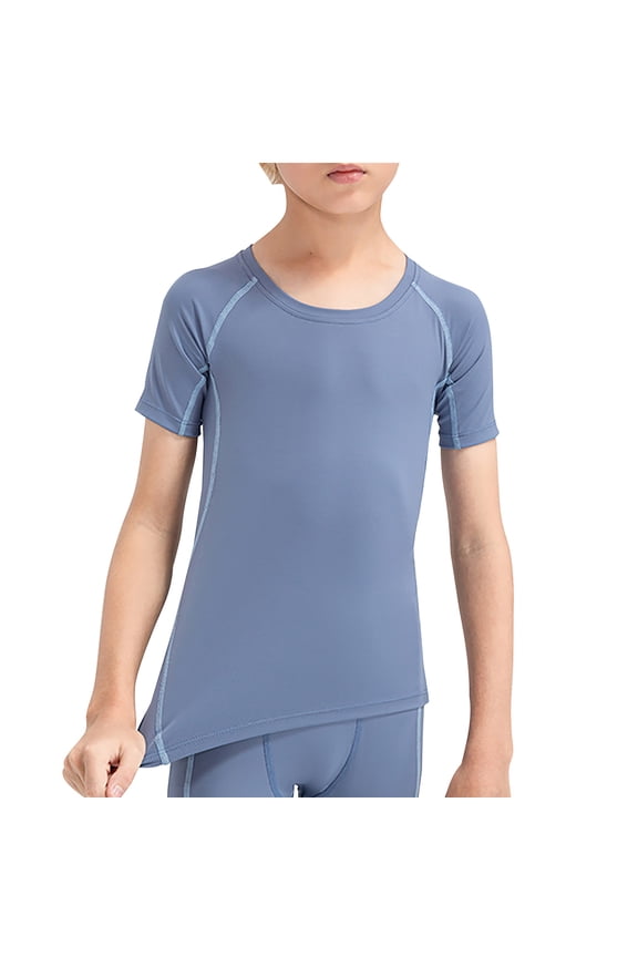 5-6 Years Boys Shirt Short Sleeve Toddler Active Athletic Undershirt Short Sleeve Quick-Dry Base Layer Tops