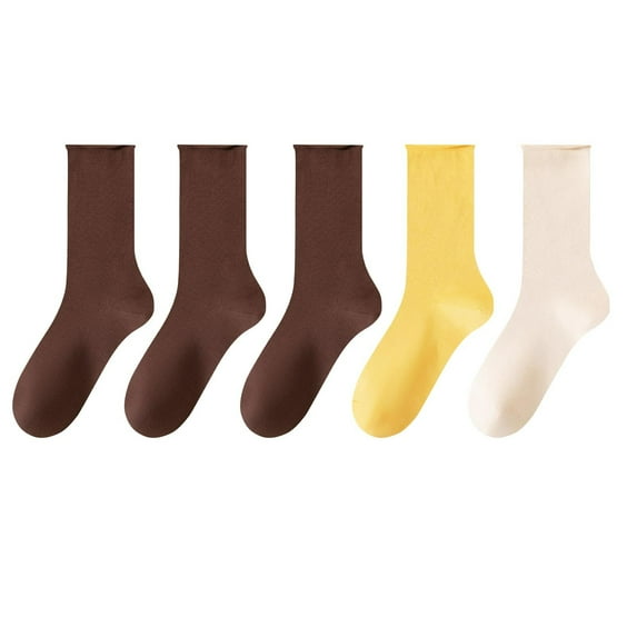 Kaemgyyd 5 Pairs Womens Cotton Sock Breathable Soft Crew Casual Socks Solid Color Comfort Athletic Running Socks