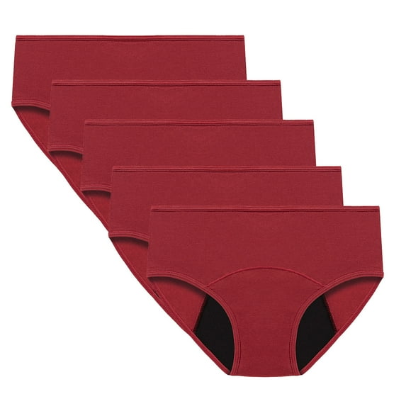 Kaemgyyd 5PCS Women's Period Underwear Teens Menstrual Panties Comfy Plus Size Cotton Briefs