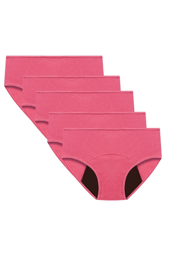 5PCS Women's Period Underwear Teens Menstrual Panties Comfy Plus Size Cotton Briefs