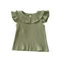 thumbnail image 1 of Kaemgyyd 6 M-4 Y Toddler Baby Girls Top Knit Ribbed Ruffle Collar Solid Color T-Shirts Casual 1/4 Sleeve Tee Clothes, 1 of 3