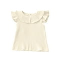 thumbnail image 1 of Kaemgyyd 6 M-4 Y Toddler Baby Girls Top Knit Ribbed Ruffle Collar Solid Color T-Shirts Casual 1/4 Sleeve Tee Clothes, 1 of 3