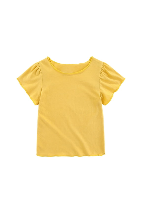 6 M-5 T Toddler Baby Short Sleeve T-Shirt Soft Solid Crew Neck Casual Tee Little Girls Summer Basic Tops Spring Clothes