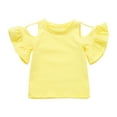 thumbnail image 1 of Kaemgyyd 6 M-5 Y Toddler Baby Girl T Shirt Stylish Cold Shoulder Ruffle Short Sleeve Blouse Casual Clothes for Kids Infant Newborn, 1 of 7