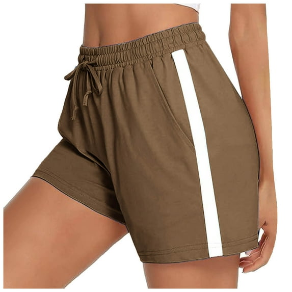 Kaemgyyd Athletic Shorts for Women Cute Colorblock High Waisted Running Workout Gym Drawstring Sweat Shorts with Pockets