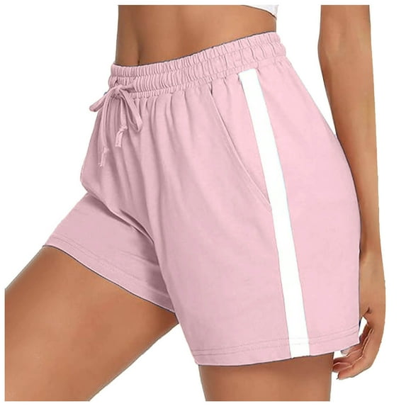 Kaemgyyd Athletic Shorts for Women Cute Colorblock High Waisted Running Workout Gym Drawstring Sweat Shorts with Pockets