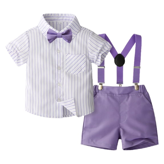 Kaemgyyd Baby Boy Clothes 2 Piece Outfits Infant Newborn Formal Shirt with Suspender Shorts Toddler Summer Suit Set 1-6 T