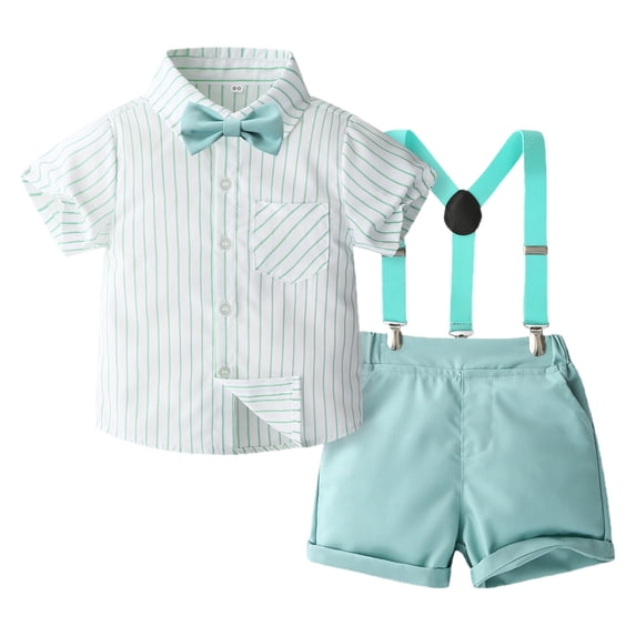 Kaemgyyd Baby Boy Clothes 2 Piece Outfits Infant Newborn Formal Shirt with Suspender Shorts Toddler Summer Suit Set 1-6 T