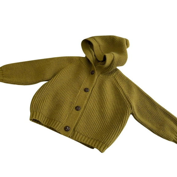 Kaemgyyd Baby Boys Girls Hooded Cardigan Infant Toddler Button down Thick Knit Sweaters Fall Winter Fashion Clothing 6 M-6 Y