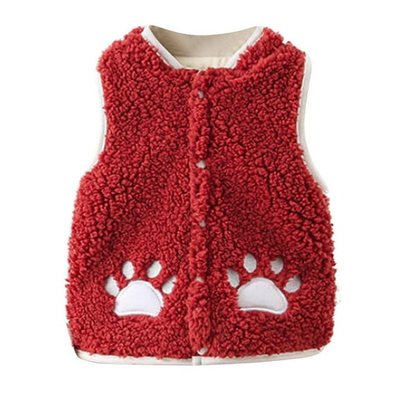 Kaemgyyd Baby Boys Girls Sherpa Fleece Vest Cute Button down Sleeveless Jacket Lightweight Winter Warm Outwear 0-2 T