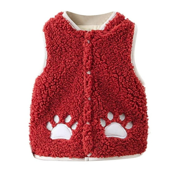 Kaemgyyd Baby Boys Girls Sherpa Fleece Vest Cute Button down Sleeveless Jacket Lightweight Winter Warm Outwear 0-2 T