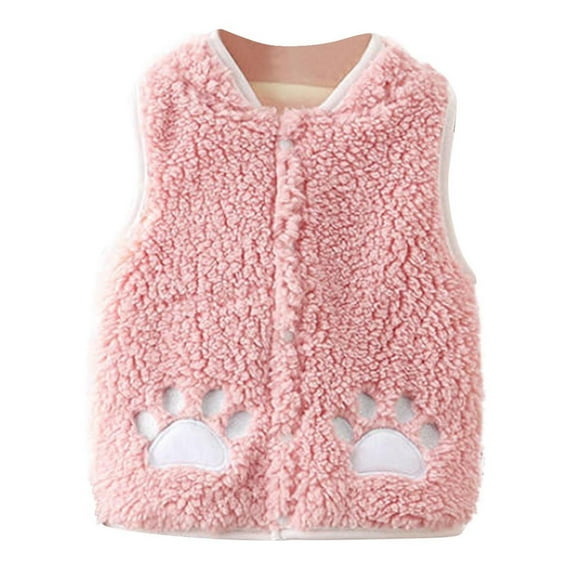 Kaemgyyd Baby Boys Girls Sherpa Fleece Vest Cute Button down Sleeveless Jacket Lightweight Winter Warm Outwear 0-2 T