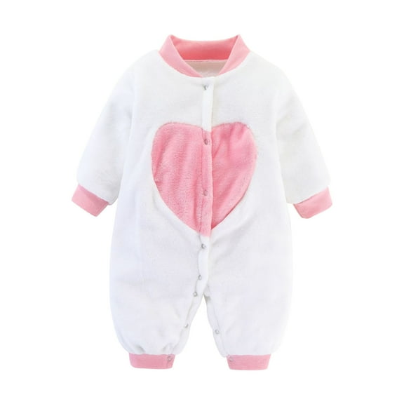 Kaemgyyd Baby Girl Boy Sherpa Outfit Fleece Lined Button down Jumpsuit Toddler Infant Crew Neck Fall Winter One-Piece Romper