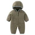 thumbnail image 1 of Kaemgyyd Baby Girl Boys Newborn Clothes Warm Thick Hooded Rompers Long Sleeve Pockets Fleece Jumpsuit Infant Fall Winter Outfits, 1 of 3