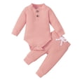 thumbnail image 1 of Kaemgyyd Baby Girl Clothes Newborn 2 Piece Set Outfit Casual Ribbed Long Sleeve Romper Pants Set Fall Winter Fashion Clothes, 1 of 1