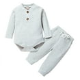 thumbnail image 1 of Kaemgyyd Baby Girl Clothes Newborn 2 Piece Set Outfit Casual Ribbed Long Sleeve Romper Pants Set Fall Winter Fashion Clothes, 1 of 6