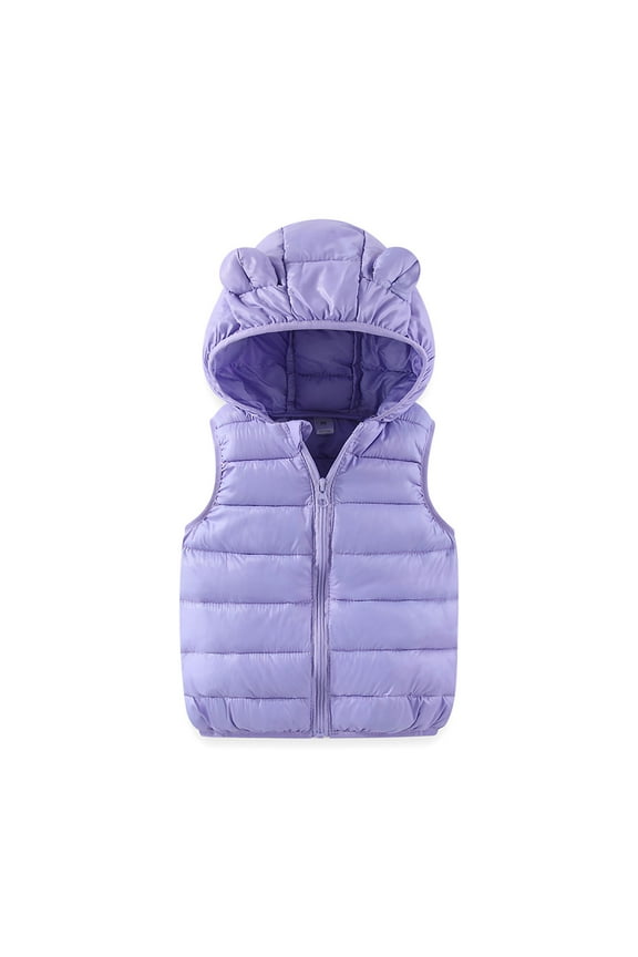 Baby Girls Boys Winter Coats Light Puffer Zipper Sleeveless Hooded Jacket for Outdoor Warmth Travel Vest Outerwear 18 M-7 T