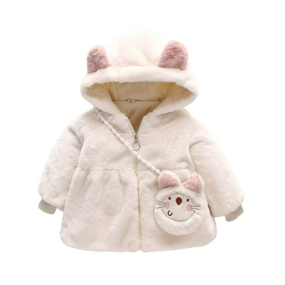 Kaemgyyd Baby Girls Fleece Coat Winter Cute Sherpa Lined Hooded Jackets Casual Soft Zipper up Tops Warm Fall Outwear