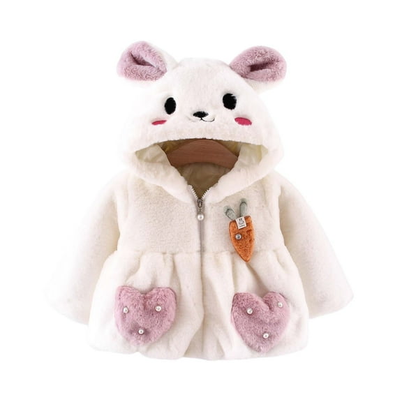 Kaemgyyd Baby Girls Fleece Jackets Cute Zip up Hoodies Sherpa Lined Coats Winter Fuzzy Newborn Toddler Outwear 1-6 Years