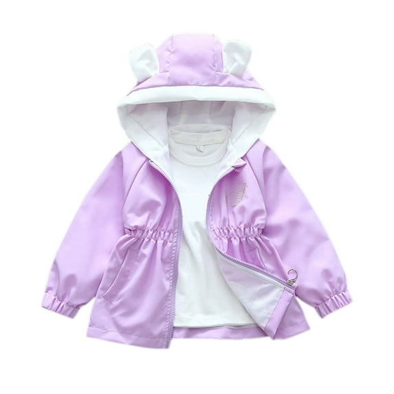Kaemgyyd Baby Girls Rain Jackets Toddler Long Sleeve Waterproof Raincoat Lightweight Hooded Windbreakers Coats Outwear 9 M-14 Y