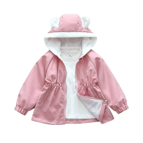 Kaemgyyd Baby Girls Rain Jackets Toddler Long Sleeve Waterproof Raincoat Lightweight Hooded Windbreakers Coats Outwear 9 M-14 Y