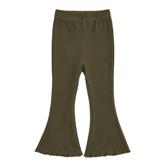 Kaemgyyd Baby Girls Ribbed Flared Pants Cotton Elastic High Waist Bell Bottoms Leggings Tights for Toddler 1-9 Years