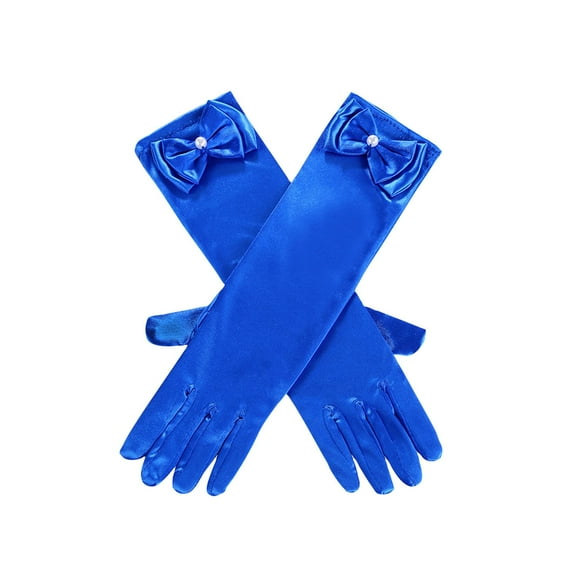 Kaemgyyd Baby Girls Satin Gloves Toddler Cute Solid Color Bows Gloves Fashion Formal Gloves for Party 2-8 Years