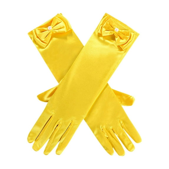 Kaemgyyd Baby Girls Satin Gloves Toddler Cute Solid Color Bows Gloves Fashion Formal Gloves for Party 2-8 Years