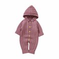 thumbnail image 1 of Kaemgyyd Baby Infant Winter Warm Outfit Cable Knit Hooded Romper Long Sleeve Button down Sweater One-Piece Jumpsuit Clothes, 1 of 3