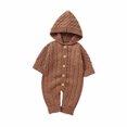 thumbnail image 1 of Kaemgyyd Baby Infant Winter Warm Outfit Cable Knit Hooded Romper Long Sleeve Button down Sweater One-Piece Jumpsuit Clothes, 1 of 7
