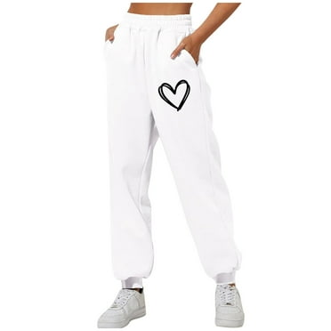 Kaemgyyd Baggy Sweatpants for Women with Pockets Elastic High Waist Cinch Bottom Gym Workout Pants Fall Fashion Printing Trousers